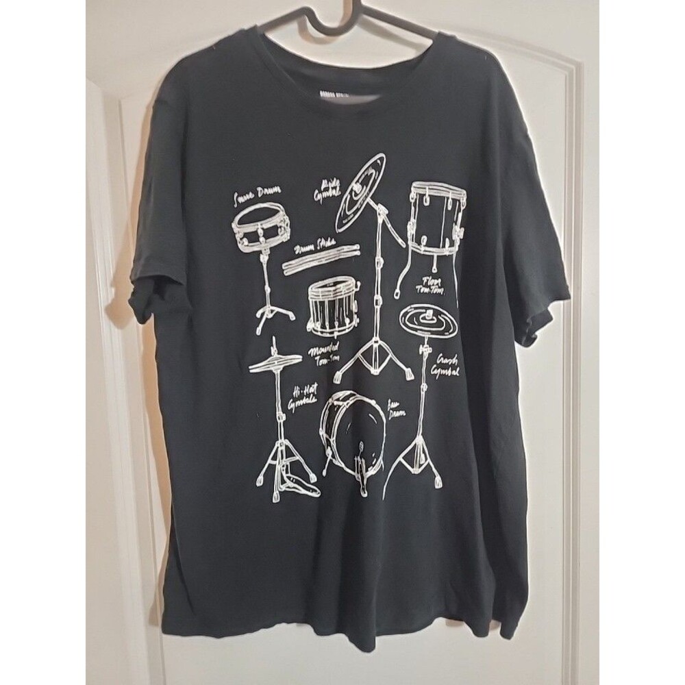 Banana Republic Drum Set Graphic BLACK Tee Tshirt - Men's Size XL